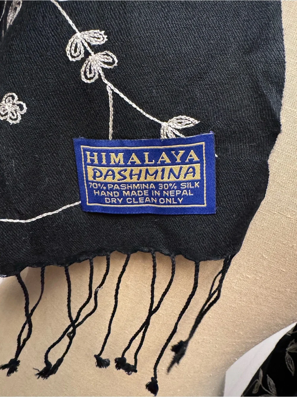 Stitch design Nepal Pashmina Silk shawl (70/30 blend)